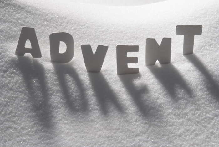 White Word Advent Means Christmas Time On Snow
